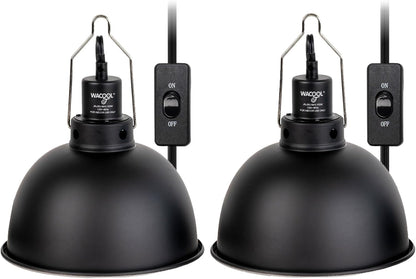 Reptile Light Fixture 2 Pack, 8.5 in Deep Dome Reptile Heat Lamp Fixture, Optical Reflection Terrarium Light Fixture for Reptile UVB UVA Heat Basking Bulbs, Separate Switch & Hook