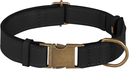 AirTag Dog Collar - Genuine Leather Dog Collar with Apple AirTag Holder and Metal Buckle - Smart GPS Tracking Pet Collars (Black, M, 14"-18" Neck Fit)