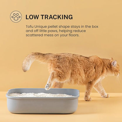 Tofu & Cassava Cat Litter, Natural Plant-Based Clumping, 99.9% Dust Free, Low Tracking, Non-Stick Formula, Soft on Paws, Lightweight Cat Litter, 5.5 lb