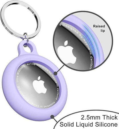 oakxco for Airtag Keychain Silicone, Airtag Holder with Key Ring, Air Tag Cover Cute Accessories for Kids, Luggage, Car Dog Collar, Car, Compatible with Apple Airtag Case Waterproof Tracker, Lavender