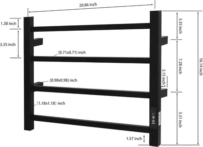 KEG Towel Warmer 4 Bars for Bathroom Wall Mounted Bath Towel Heater Hardwired and Plug-in with Built-in Timer Matte Black