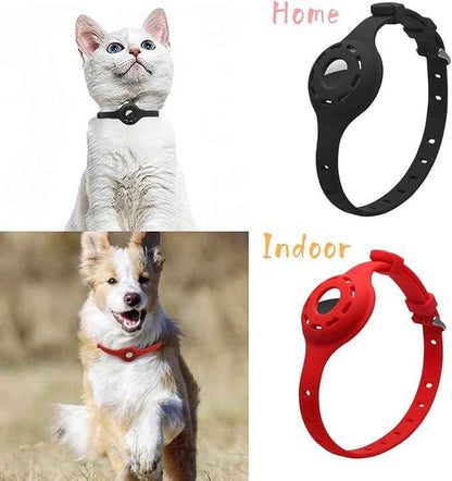 Airtag Protector Silicone Luminous Collar Adjustable Loss Prevention Eye-catching Pet Collar for Cats and Small Dogs(Dark Green)