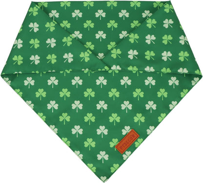PTDECOR St.Patrick's Day Dog Bandana,Green Shamrock Reversible Holiday Dog Scarf, Multi Size, Triangle Irish Bandanas for Medium Large Pets (Large)