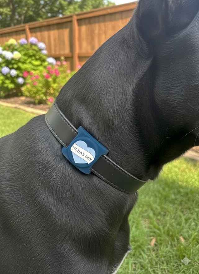 Two Tails Mama's Boy Dog Collar Holder Compatible with Apple AirTag, Durable Silicone Slide-On Case for Pets, Secure Tracker Cover, Easy to Clean