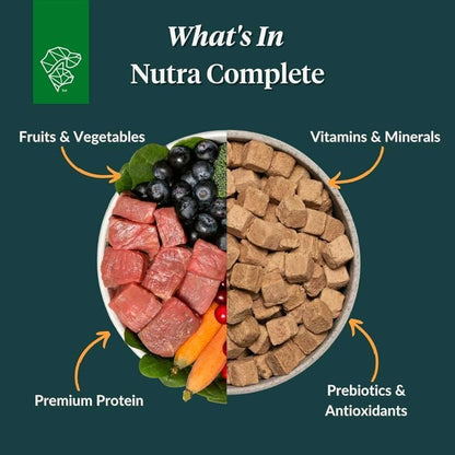 ULTIMATE PET NUTRITION Nutra Complete Bone Broth Infusions, 100% Freeze Dried Raw Veterinarian Formulated Dog Food with Antioxidants Prebiotics and Amino Acids (1 Pound, Bone Broth Duck)