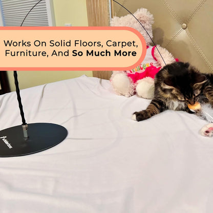 Interactive Bird Simulation Cat Toy Set, Interactive Cat Toy for Indoor Cats, Cat Feather Toy, Suction Cup, Weighted Base, 5 Replacement Birds, Feathers & Bells, Realistic Bird Impression