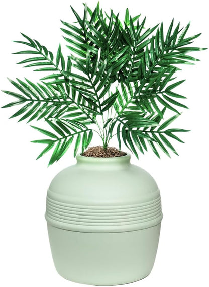 Good Pet Stuff Hidden Litter Box Planter, Decorative Cat Litter Enclosure with Carbon Filter, Artificial Plant, Easy Clean, Indoor Design, Original Round Style, Base Kit, Seagrass Green