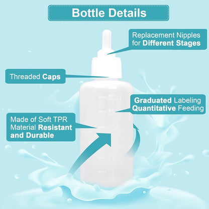 60ml Pet Feeding Bottle kit, pet Feeding Tool, Newborn Animal Feeder Practical, Replacement Pet Bottle with 10pcs Nipples
