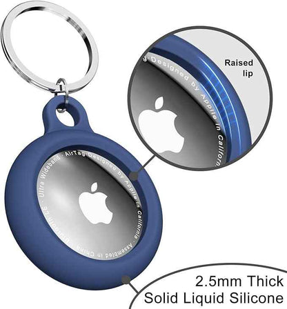 Oakxco for Airtag Keychain Silicone, Airtag Holder with Key Ring, Air Tag Cover Cute Accessories for Kids, Luggage, Car Dog Collar, Car, Compatible with Apple Airtag Case Waterproof Tracker, Navy Blue