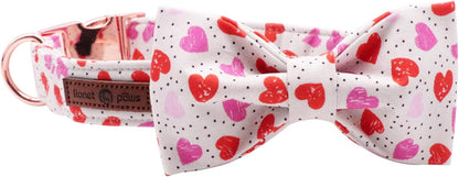 Lionet Paws Valentines Day Dog Collar with Bowtie, Dog Bowtie Collar with Metal Buckle for Dogs, Adjustable Comfortable Dog Collar Girl Boy Gift, L, Neck 16-24 in