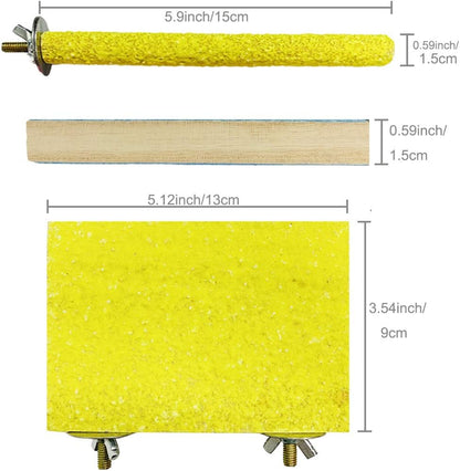 Hamiledyi 6 PCS Bird Perch Stand Toy Wood Parrot Paw Grinding Stick Perch Stand Platform Parakeet Cage Accessories Exercise Toys for Budgies Cockatiel Conure