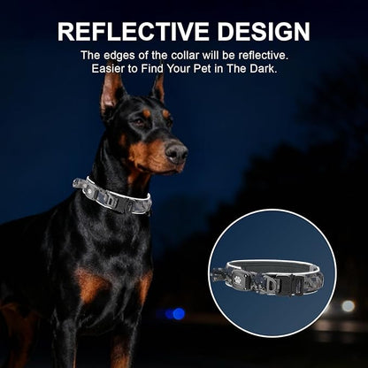 2026 Upgrade Dog Collar with IPX8 Waterproof AirTag Holder,Military Tactical Handle and Ultra-Durable Metal Buckle/Night Reflective,GPS Collar for Medium to Large Dogs (Camouflage Grey/L)