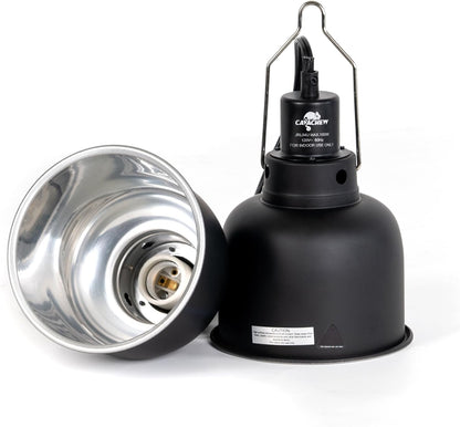 2 Pack Reptile Light Fixture, 5.5in Deep Dome Reptile Lamp Fixture, Optical Reflection Cover, Separate Switch & Hook, Terrarium Light Fixture for Reptile Heat Basking UVB Bulbs, 100W, Black