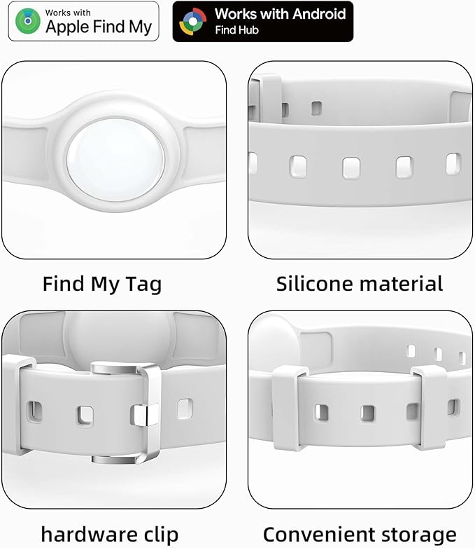 Silicone Dog Tracker Collar, Waterproof Bluetooth Pet Finder Works with Apple Find My & Google, Adjustable Collar for Small Dogs, Puppies & Cats, Fits 3.2”-14” Neck