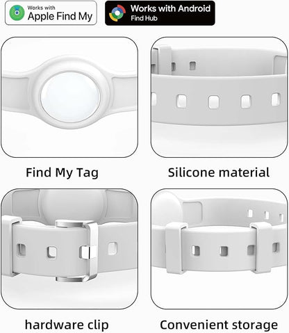 Silicone Dog Tracker Collar, Waterproof Bluetooth Pet Finder Works with Apple Find My & Google, Adjustable Collar for Small Dogs, Puppies & Cats, Fits 3.2”-14” Neck