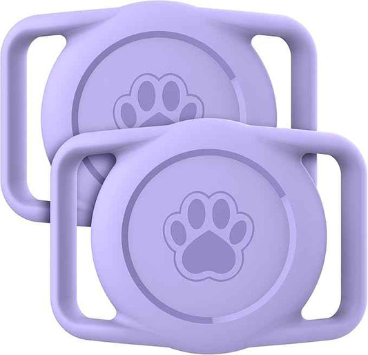 2 Pack for Airtag Dog Collar Holder,IPX8 Waterproof for air Tags-2 Pack,for Apple GPS Tracker Accessories丨Compatible with Apple AirTags丨Fits≤ 1.2" Width Collar for Dog cat Pets（Purple）