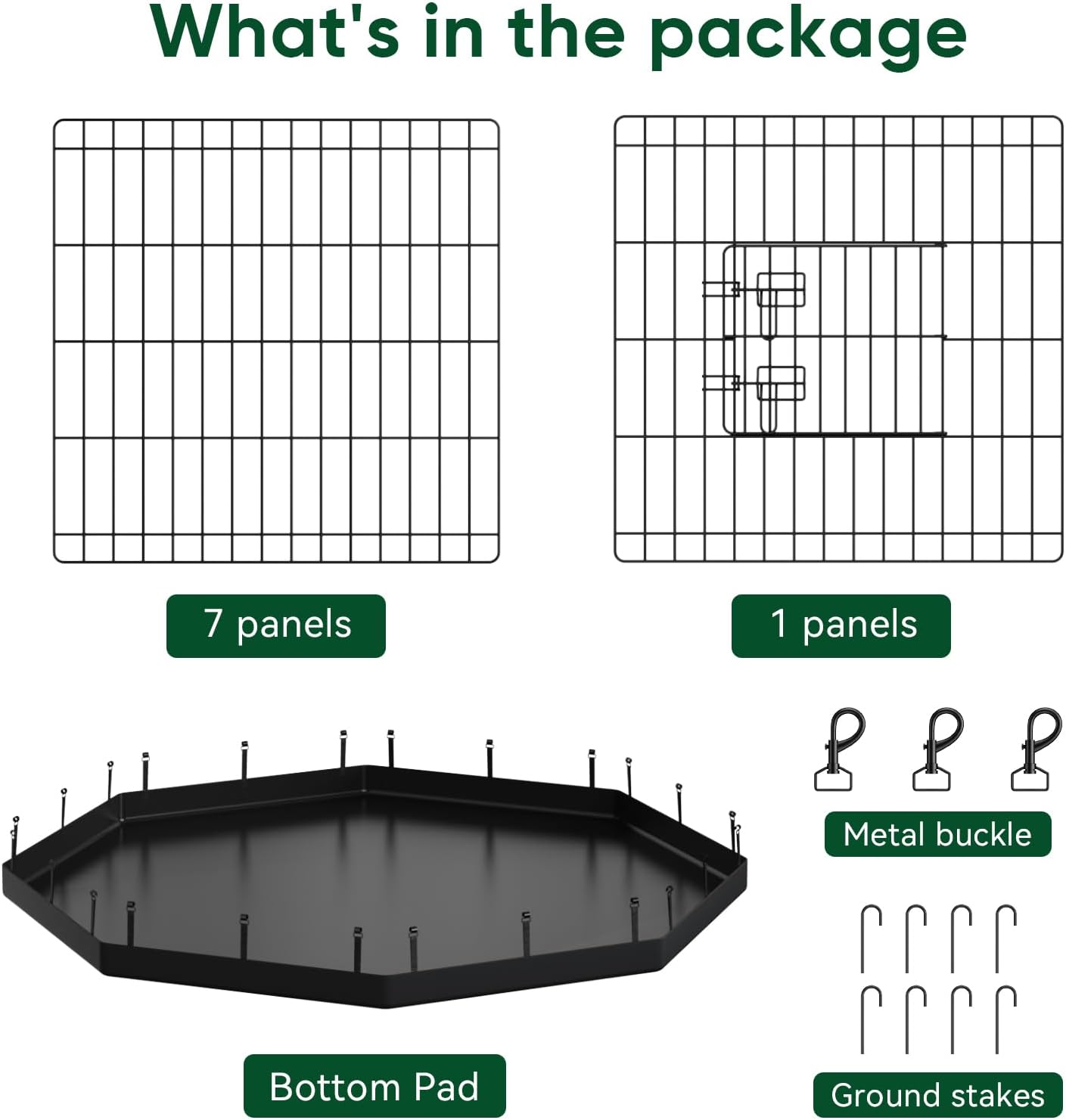PJYuCien Dog Playpen, 8 Panels 24’’H Dog Pens Indoor with Bottom Pad, Metal Foldable Pet Puppy Exercise Fence Crate Kennel, Better for Small Animals, Black