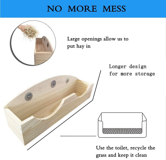 Hamiledyi Rabbit Hay Feeder, Bunny Hay Feeder Rack,Bunny Food Manger Wooden Hay Manger Rack Rabbit Hay Holder Feeders Grass Holder for Guinea Pig Chinchilla Hamster