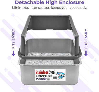 iPrimio XL Cat Litter Box Enclosure - 23"x15"x6" Stainless Steel Litter Enclosure for Big Cats - Cat Litter Box Lid Only Design for Use with XL Pans - Patent Pending Cover Only