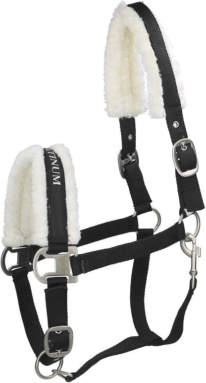 HORZE Howard Soft Fleece Padded Adjustable Polyester Horse Halter - Black - Cob