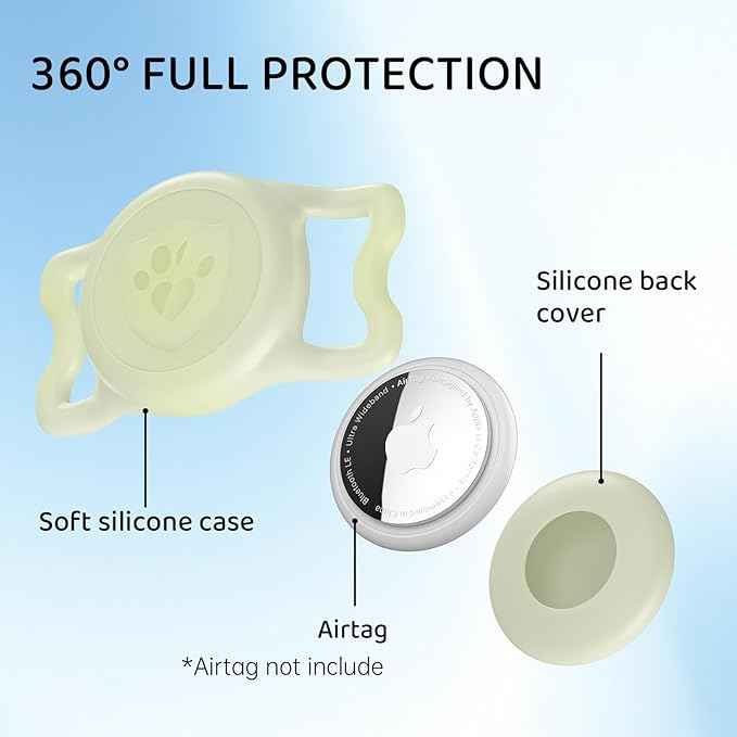 for Airtag Dog Collar Holder – IP68 Waterproof Dog Air Tag Holder for Dog Collar, Anti-Lost & Durable Silicone Case, Compatible with Apple AirTags (Black)