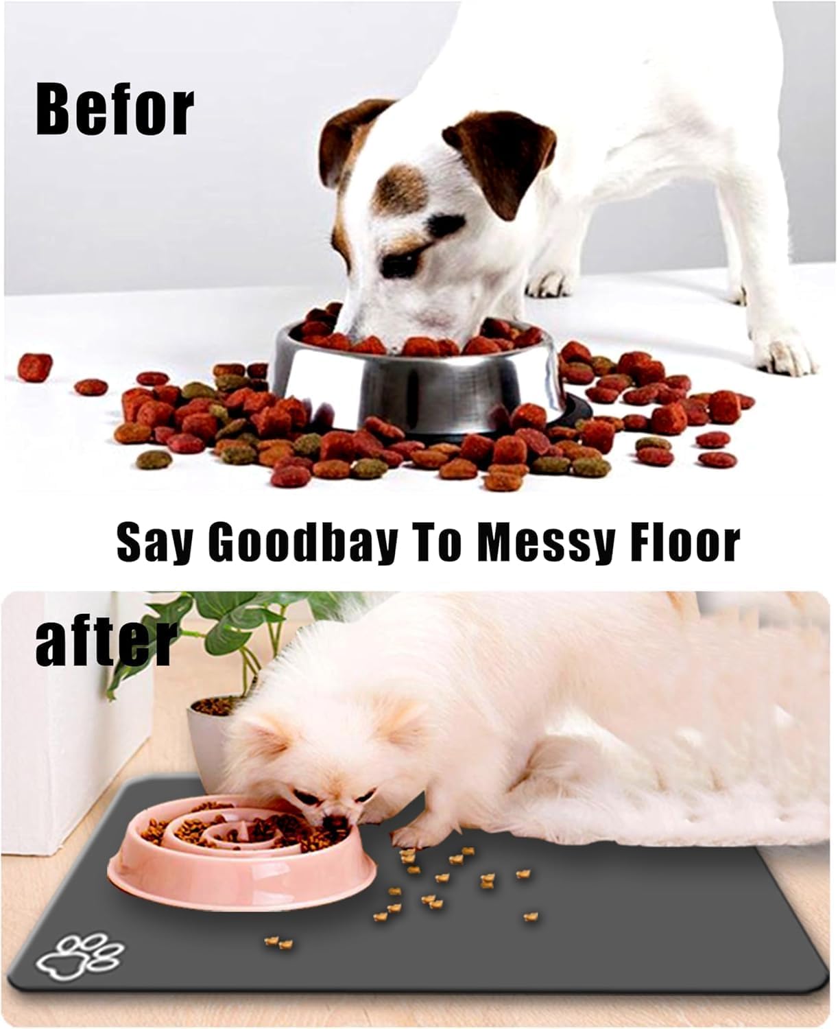 Large Boho Dog Cat Food Mats for Floors, Absorbent Dog Bowl Mat for Food and Water Dispenser Mat, Quick Dry Pet Supplies(Vintage Green, 36'' x 16'')