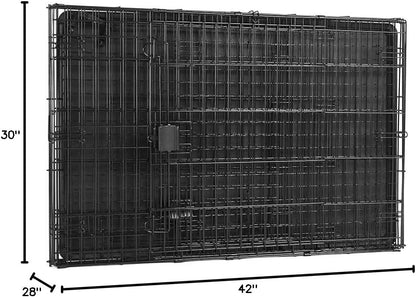 Amazon Basics Durable,Foldable Metal Wire Dog Crate with Tray, Double Door, 42 x 28 x 30 in, Black