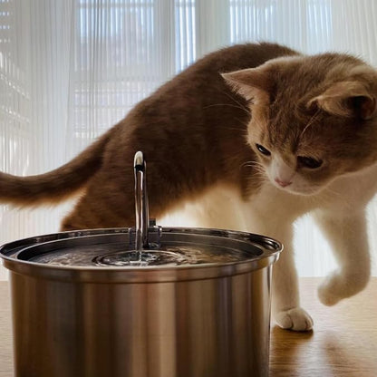 Stainless Steel Cat Water Fountain Automatic Drinking Fountain, Quiet Circulating Water Bowl, Dishwasher Safe, Indoor Pet Fountain for Hydrated Healthy Cats (Stainless Steel, 3.2L Corded)