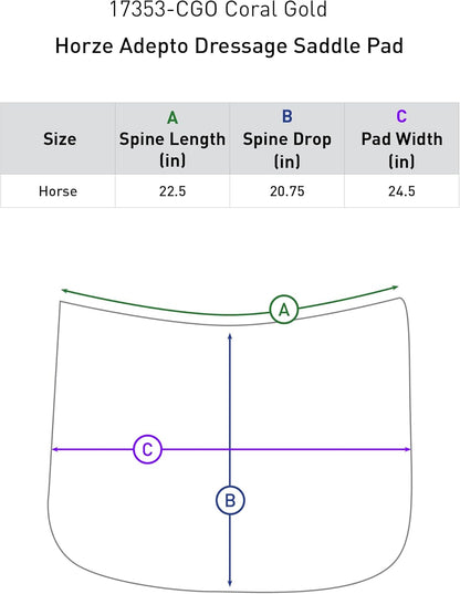 HORZE Adepto Quilted Quick-Dry Dressage Saddle Pad for Horses with Two-Tone Trim