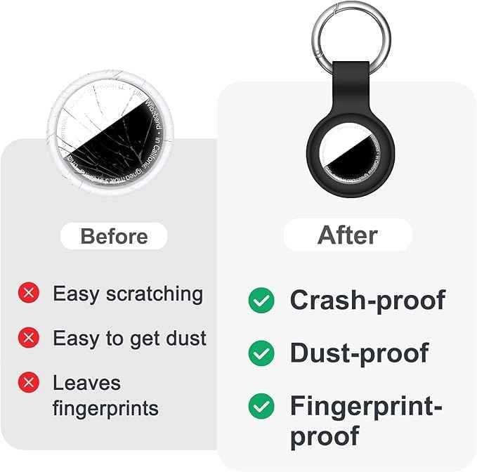 [2 Pack] Case for AirTag 2nd Gen (2026) & 1st Gen, Silicone Holder Keychain Key Ring, Protective Cover for Air Tags, GPS Finder Accessories for Bags, Pets, Kids, Luggage, Black+Pink