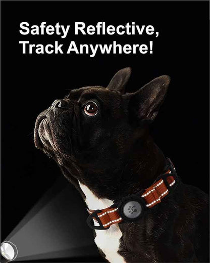 TagME Airtag Dog Collar,Waterproof Reflective Pet Collar with Airtag Holder,Soft Padded and Double D-Rings for Small Dogs,Orange