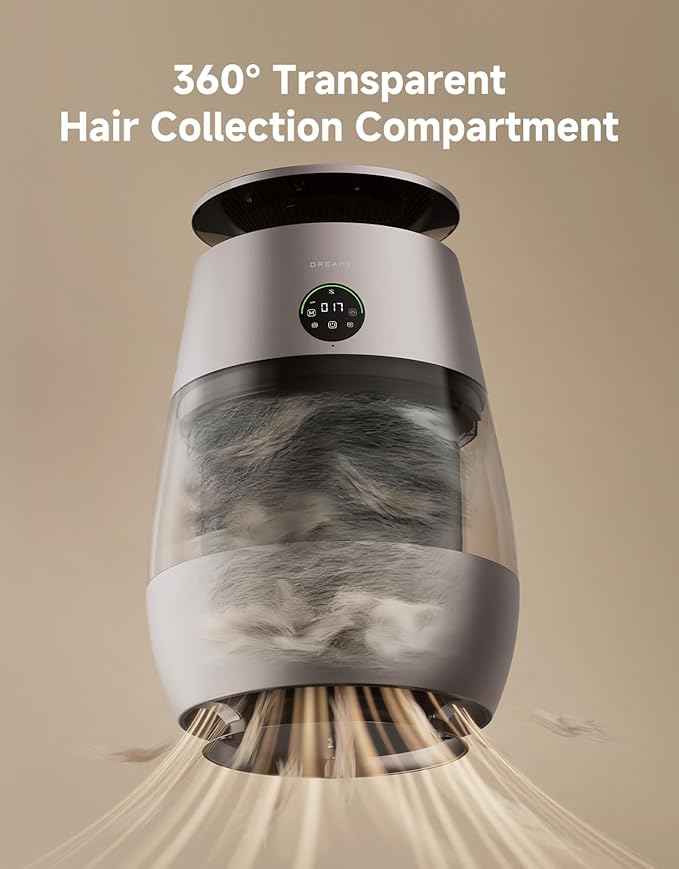 ‌Dreame Pet Air Purifier, 1346 ft² for Home Large Room, NeverChange 5.4-Year Filters for Odor Purification, 360° Visual Collection of Hair, ‌Pet-Friendly Design, APP & Voice Control, AP10-Gold