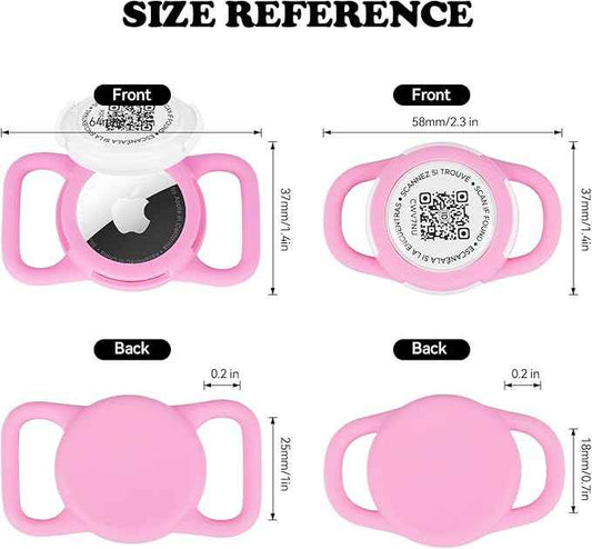 Smart Pet Tracker Holder for Pets - Waterproof QR Code Silicone Case, Durable Collar Attachment for Cats & Dogs, Easy Tracking Accessory (Rose Madder, m)