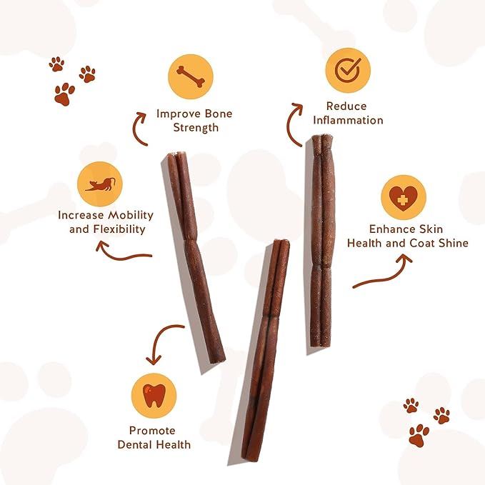 Jack&Pup 6" Beef Collagen Sticks for Dogs - Rawhide Free Dog Chews Long Lasting Collagen Chews for Dogs - Bully Sticks Alternative (4 Pack)