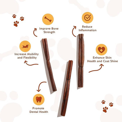 Jack&Pup 6" Beef Collagen Sticks for Dogs - Rawhide Free Dog Chews Long Lasting Collagen Chews for Dogs - Bully Sticks Alternative (4 Pack)