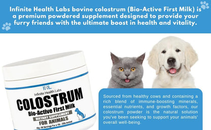 Bio-Active Bovine Colostrum for Dogs, Cats, Puppies, Kittens & Pets - Daily Colostrum Powder Supplement 40g (80 Servings)