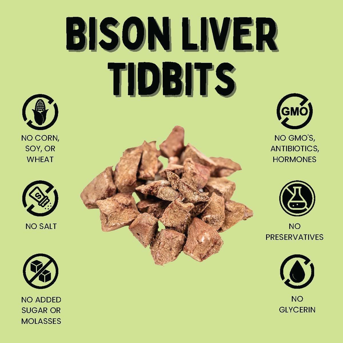 Winnie Lou The Canine Co. Freeze Dried Bison Liver Tidbits - Single Ingredient, Human-Grade, No Artificial Flavors or Fillers, Perfect for Training (Pack of 2)