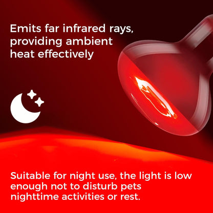 Reptile Heat Lamp Bulb 75W 2PCS, Infrared Heat Emitter Red Heat Lamp for Reptile Amphibian, Infrared Basking Spot Light Bulb