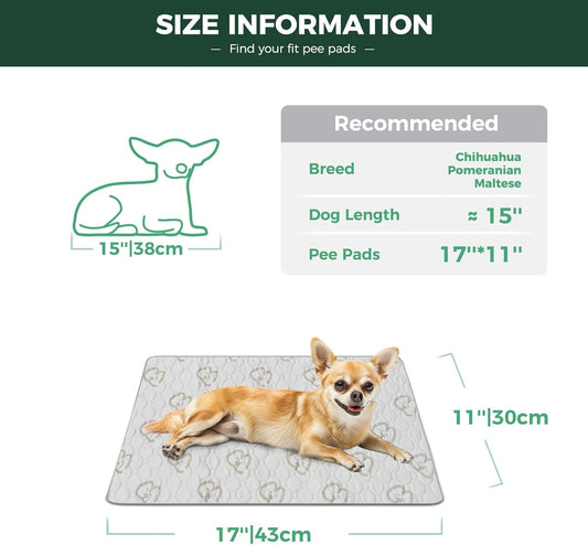 FXW Washable Pee Pads for Dogs, Puppy Pads with Super Absorbent, Specifically Designed for 18inch Cages, 17" Γ 11" Rectangle, Khaki, 2 Packs