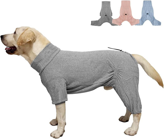 Dog Pyjamas PJS Sweater Clothing and Loungewear Suitable for Large to Giant Breeds of Dogs, Neutering Suits, Extra-Large Stretch Fabric, Four-Legged Dogs Clothes Pyjamas (Sweater Gray, XL)