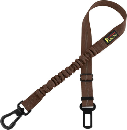 Plutus Pet Dog Seat Belt for Car, Adjustable Dog Car Harness with Carabiner Clip, Reflective Safety Dog Seatbelt Leash with Elastic Bungee, Chocolate