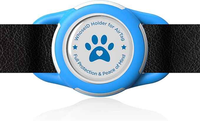 Airtag Dog Collar Holder, Durable & Lightweight Airtag Case, Slide-on Waterproof Protective Air Tag Holder for Dog Collar - for Dogs and Cats (Blue, Small)