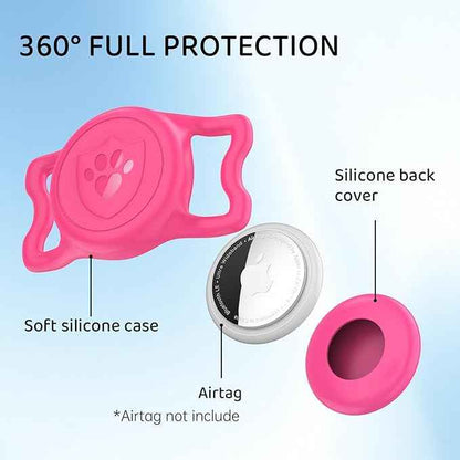 for Airtag Dog Collar Holder – IP68 Waterproof Dog Air Tag Holder for Dog Collar, Anti-Lost & Durable Silicone Case, Compatible with Apple AirTags (Rose Red)
