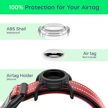 Dog Collar with QR Code, Reflective Dog Collar, Soft Neoprene Padded & Safety Locking Buckle Adjustable Pet Collar (Red, S-with Airtag Holder)