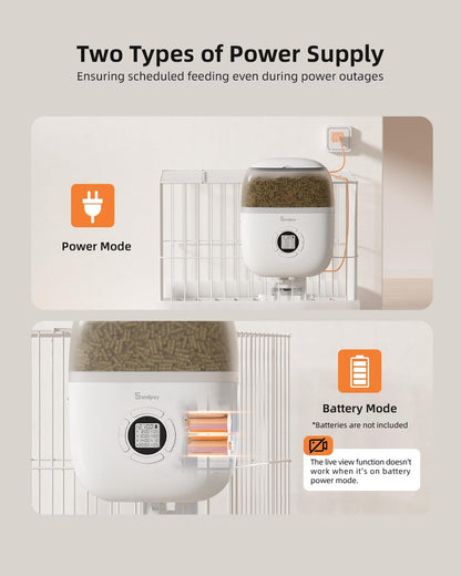 Hanging Rabbit Feeder, Programmable Automatic Pet Feeder with Dry Food Dispenser, Desiccant Bag and Portion Control for Rabbits Cats and Small Animals