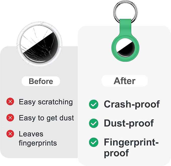 Case for AirTag 2nd Gen (2026) & 1st Gen, Silicone Holder Keychain Key Ring, Protective Cover for Apple for Air Tags, GPS Finder Accessories for Bags, Pets, Kids, Luggage, Grass Green