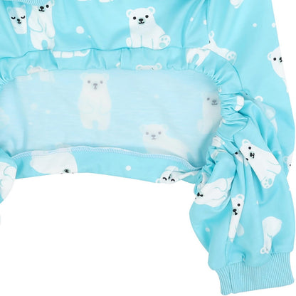 HDE Dog Pajamas One Piece Jammies Jumpsuit Pet Clothes Outfit Stretchy Lightweight Comfy Shirt Pjs for M-3XL Dogs Sleepy Polar Bears - 2XL