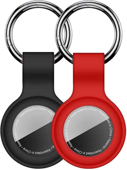 [2 Pack] Case for AirTag 2nd Gen (2026) & 1st Gen, Silicone Holder Keychain Key Ring, Protective Cover for Air Tags, GPS Finder Accessories for Bags, Pets, Kids, Luggage, Black/Red