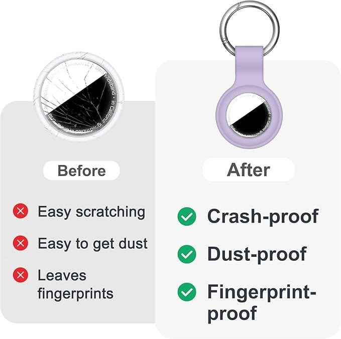 [2 Pack] Case for AirTag 2nd Gen (2026) & 1st Gen, Silicone Holder Keychain Key Ring, Protective Cover for Air Tags, GPS Finder Accessories for Bags, Pets, Kids, Luggage, Pink+Purple