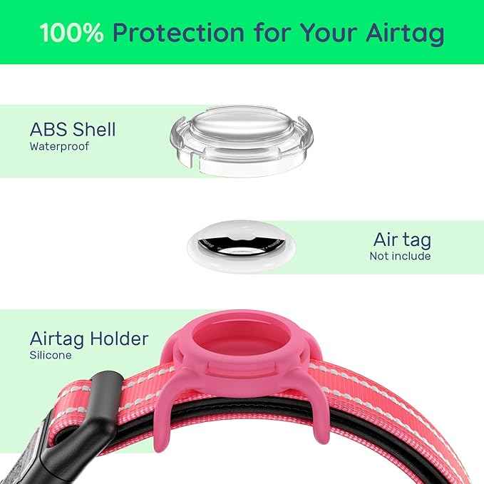 Airtag Dog Collar with QR Code, Reflective Dog Collar with Airtag Holder, Soft Padded & Safety Locking Buckle Adjustable Puppy Collar